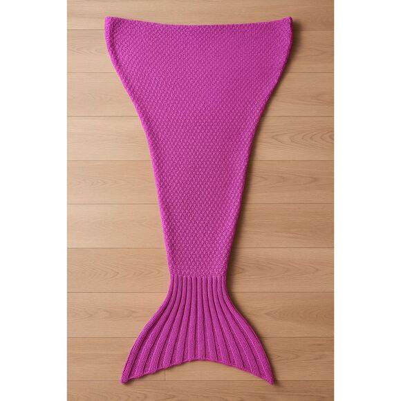 Chunky Knit Mermaid Tail Blanket Pink Adult Size Soft Cozy Throw - Picture 3 of 10